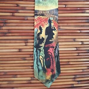 EUC VINTAGE RALPH MARLIN Ancient Greece Statues Coliseum Surreal 100% Silk Tie